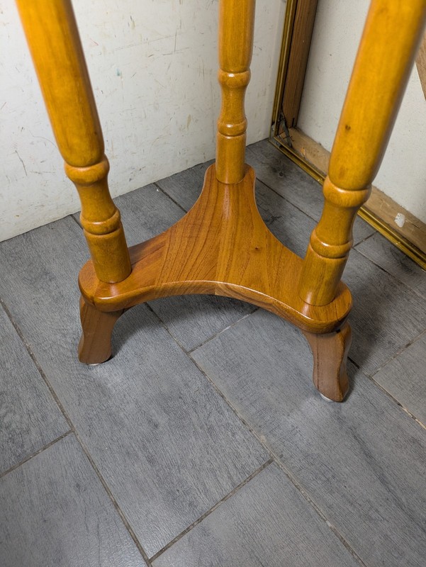 Vintage Powell Round Wood Side Pedestal Table Plant Stand Rustic Country D73 gallery