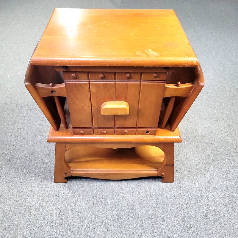Vintage Mid Century Solid Walnut Smoke Stand Table gallery