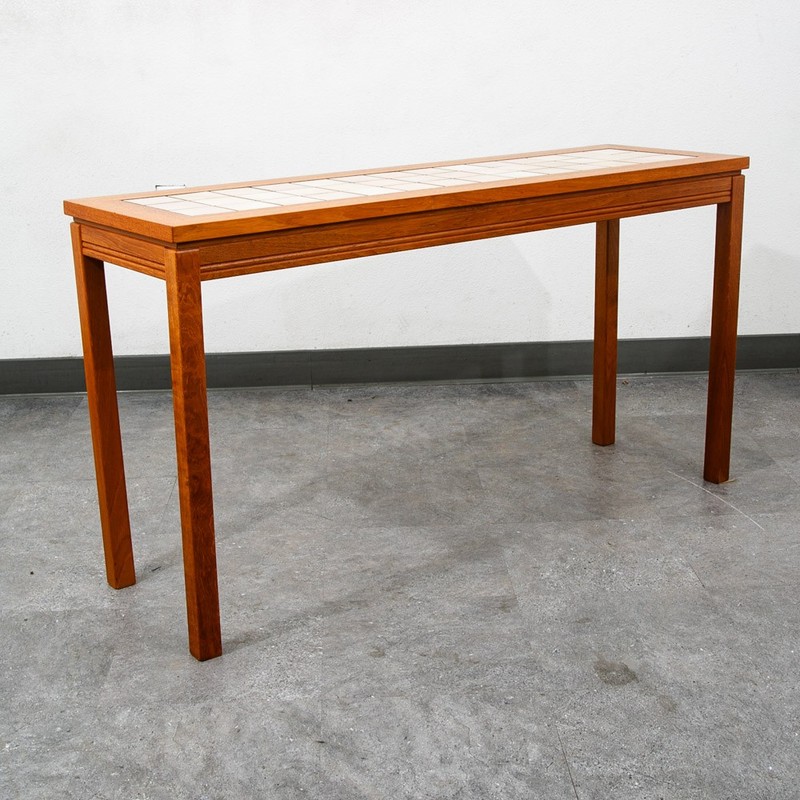 Mid Century Danish Modern End Table Side Entryway Console Wide Tile Teak Wood gallery