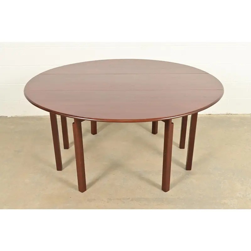 Kittinger Georgian Mahogany Gate Leg Drop Leaf Dining Table, Newly Refinished