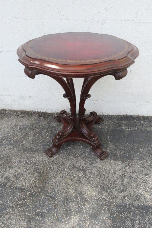 Mahogany Cherry Leather Top Side End Table 5956