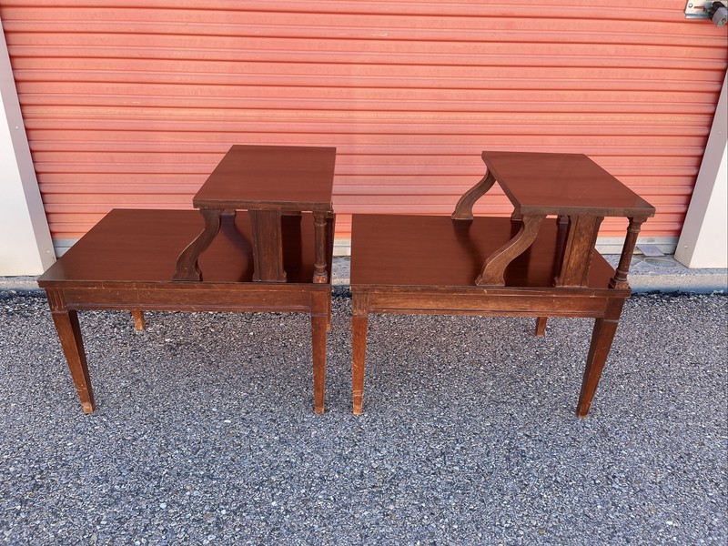 Pair Of Vintage Mersman End Table Genuine Mid Century Modern Tiered Step 2 Tier gallery