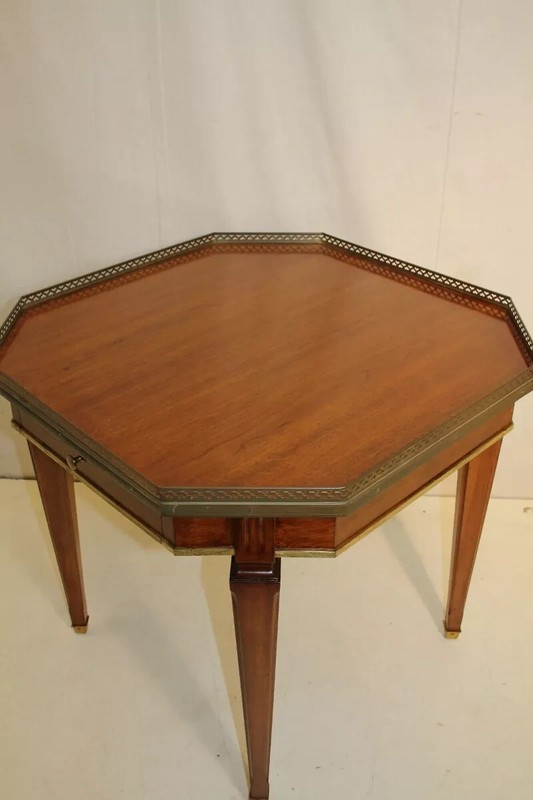 Great Directoire Walnut Octagonal Top End Side Table, One Drawer gallery