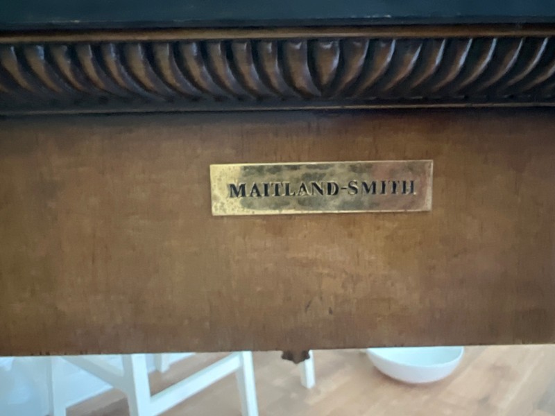 Maitland Smith Walnut Console Table with Lion gallery