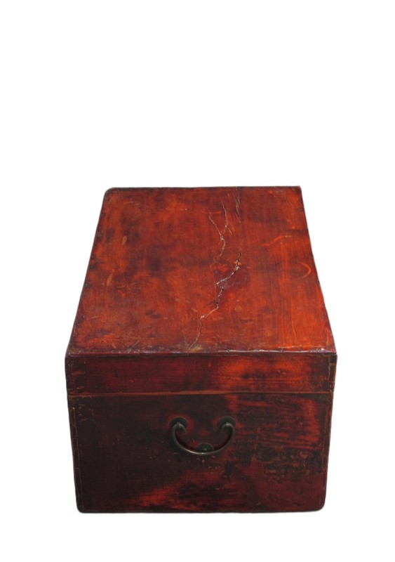 Red 27" Inch Long Antique Accent Trunk Table gallery