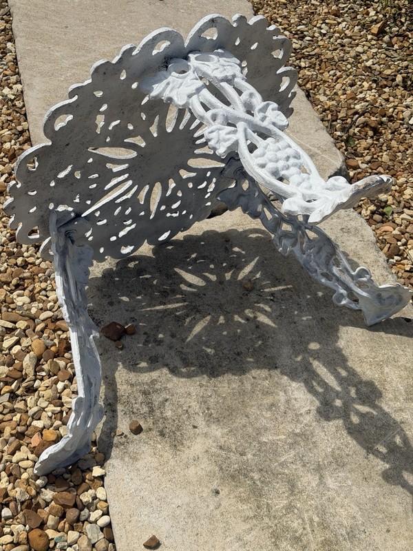 Vintage Ornate Cast Iron Heavy Solid Garden Side Table Grape & Leaf Design Nice gallery