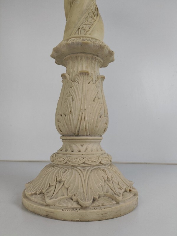 Large Column Pedestal White Marble look Resin Signed Guelfi Ornate plant stand G gallery