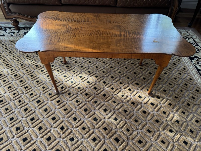 D.R. Dimes Tiger Vintage Maple Queen Anne Porringer Tea Table. -Pickup only gallery