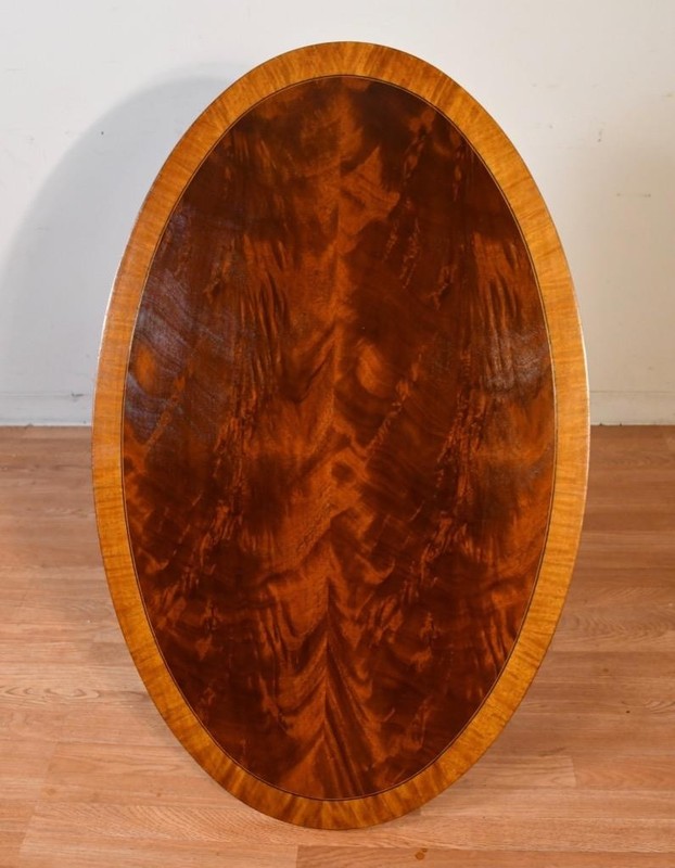 Vintage Ethan Allen Regency style Flame Mahogany banded Satinwood Coffee Table gallery