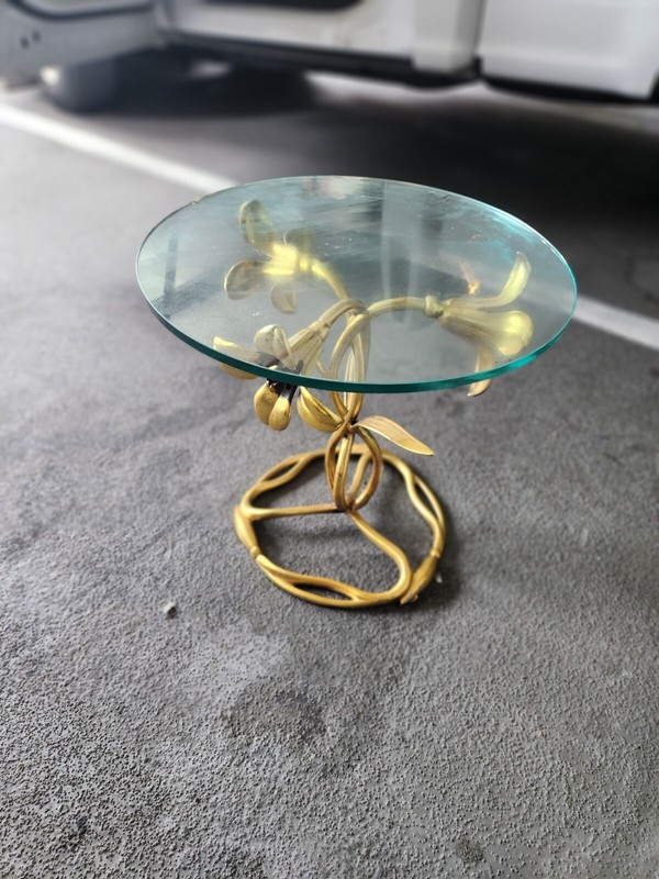 1970's Gilt Aluminum Poppy Table gallery