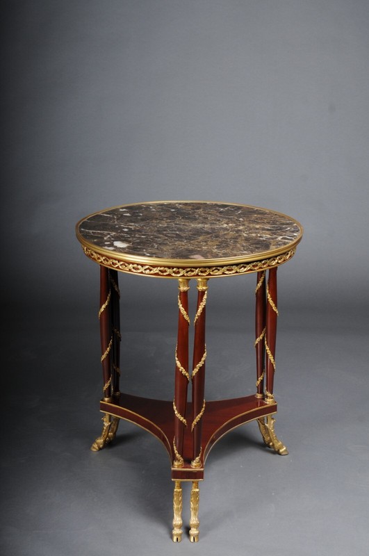 20th Century Majestic Empire Coffee Table/Gueridon, Beech Wood, Marble