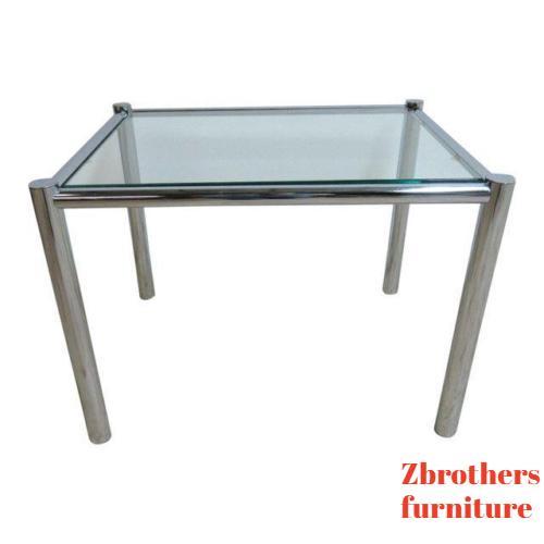 Vintage Mid Century Round Chrome Stock Lamp End Table Parson A