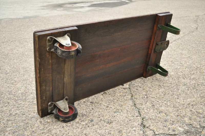 Vintage Fairbanks American Industrial Wood Iron Factory Work Cart Coffee Table A gallery