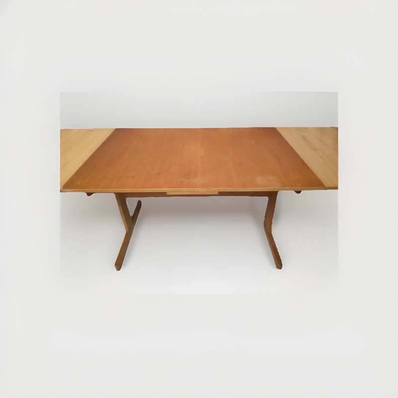 Vintage EDSBY VERKEN Mid Century Danish Modern Dining Table Birch w Extension gallery