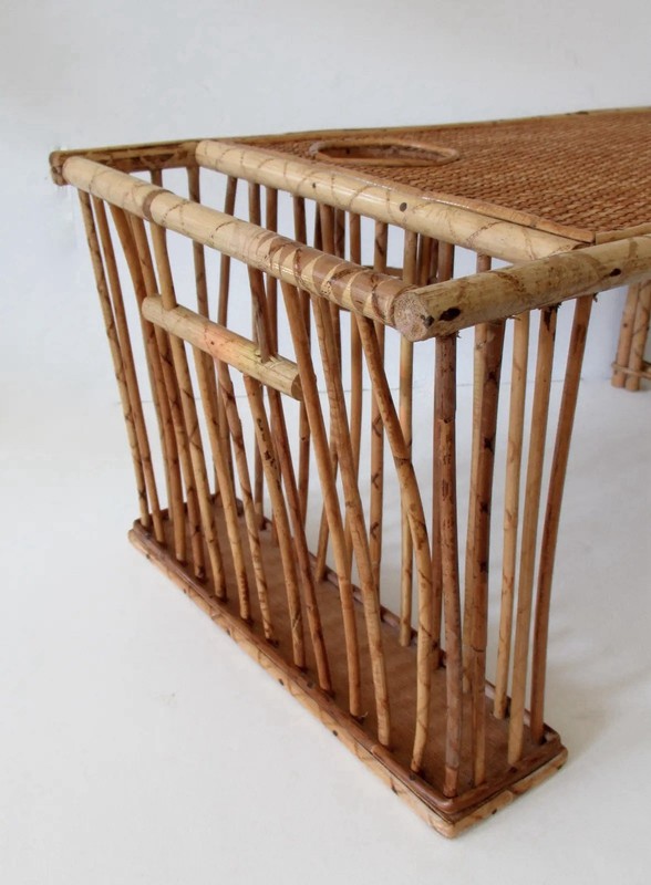 1960s English Anglo Indian Bamboo & Wicker Breakfast, Bed Tray Table gallery