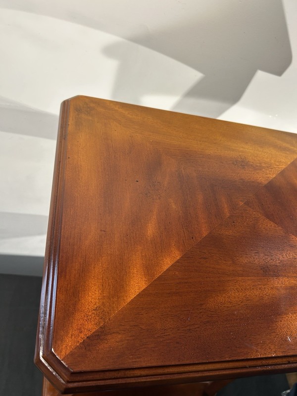 Late 20th C. 4-Tier Mahogany Side Table ~ Bookmatched Top ~ Bombay Co. gallery