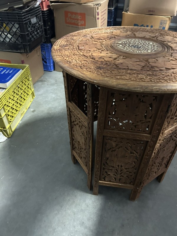 Vintage Anglo Indian Carved Wood Stand or Table gallery