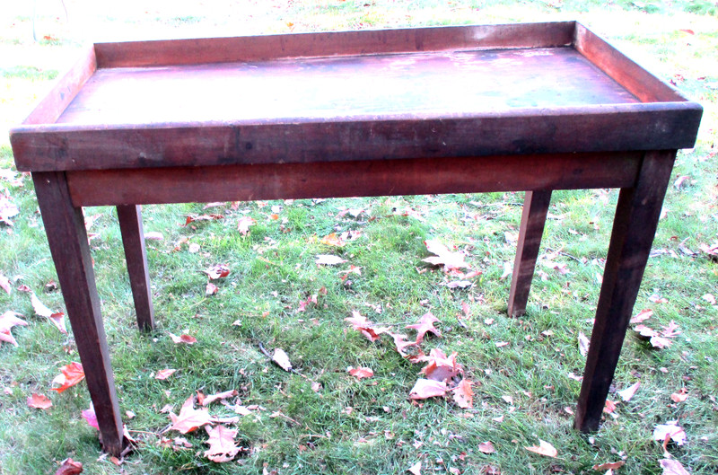 Antique Bucket Bench Side Table Work Stand org. Red Wash