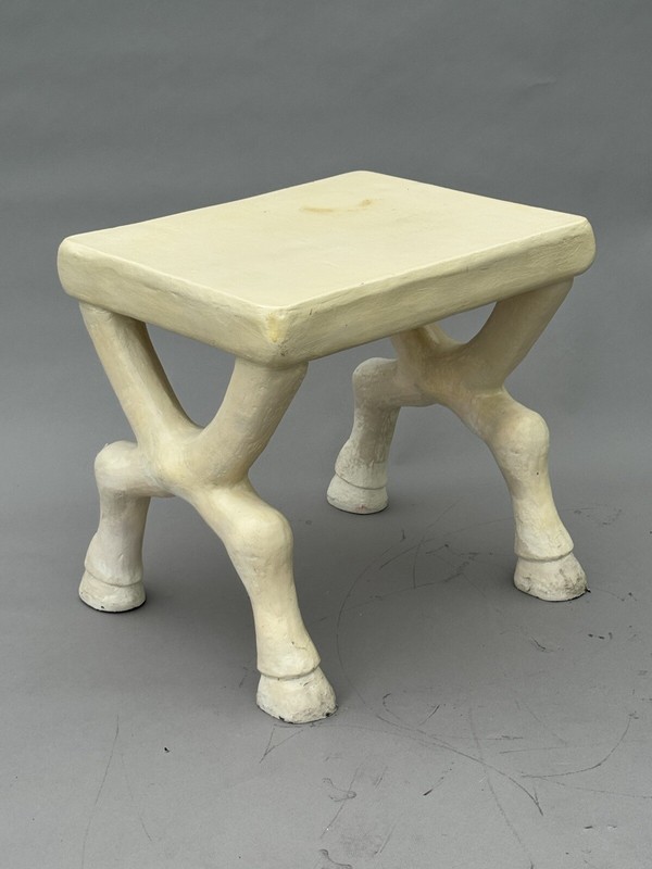 RARE JOHN DICKINSON VINTAGE MODERN PLASTER HOOFED FEET X BASE TABLE SIGNED 70s gallery
