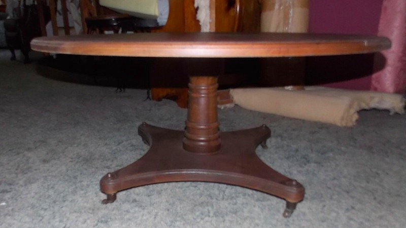 2 Panel Book Matched Mahogany Veneer Round Mid Century Coffee Table (CT-75) gallery