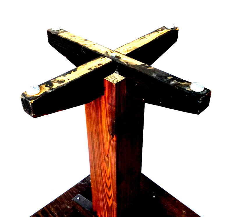 Antique Handmade Mission Arts Crafts Dark Oak Wood Table Pedestal Stand Vintage gallery