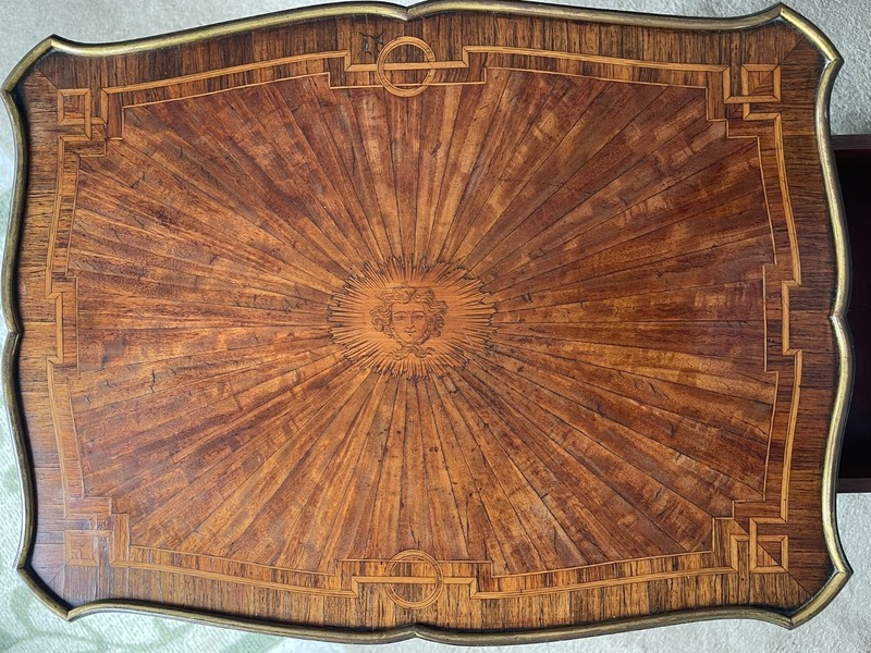 Antique French Gueridon Table– 19th Century Louis XV Style, Brass & Inlay Detail gallery
