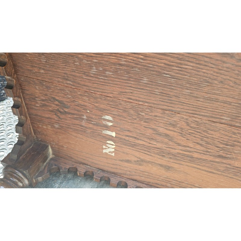Robert Mitchell Furniture Co Antique Desk Library Table Oak Brown Carved 48in gallery