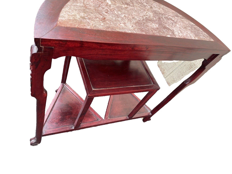 65112 Oriental Mahogany Console Table Hall Stand w/ Marble insert gallery