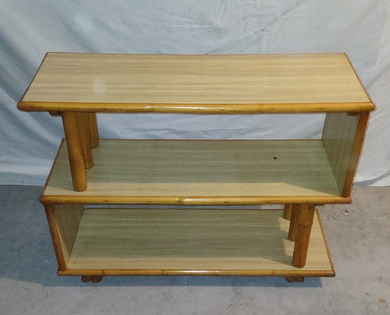 Vintage Rattan Bamboo Tiki 🍹Side Table End Table 3 Tier Excellent
