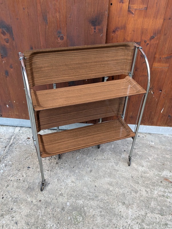 Dinet Set Serving Cart Tea Cart Table Side Table Walnut Bar Chrome 70S WOW 1/5 gallery