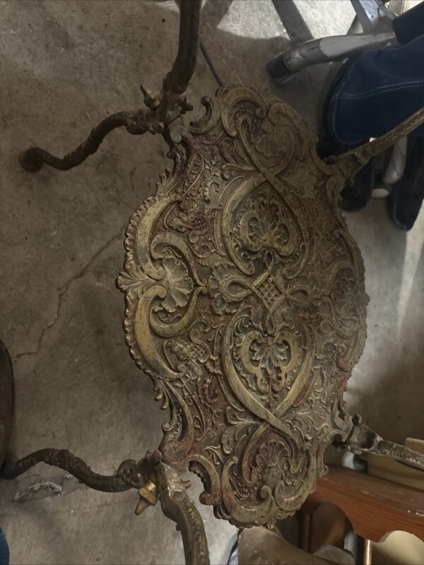 Antique Victorian Style Painted Cast Iron And Decorated Table gallery