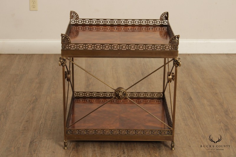 THEODORE ALEXANDER 'ALTHORP' REGENCY STYLE MAHOGANY AND BRASS 2 TIER SIDE TABLE gallery