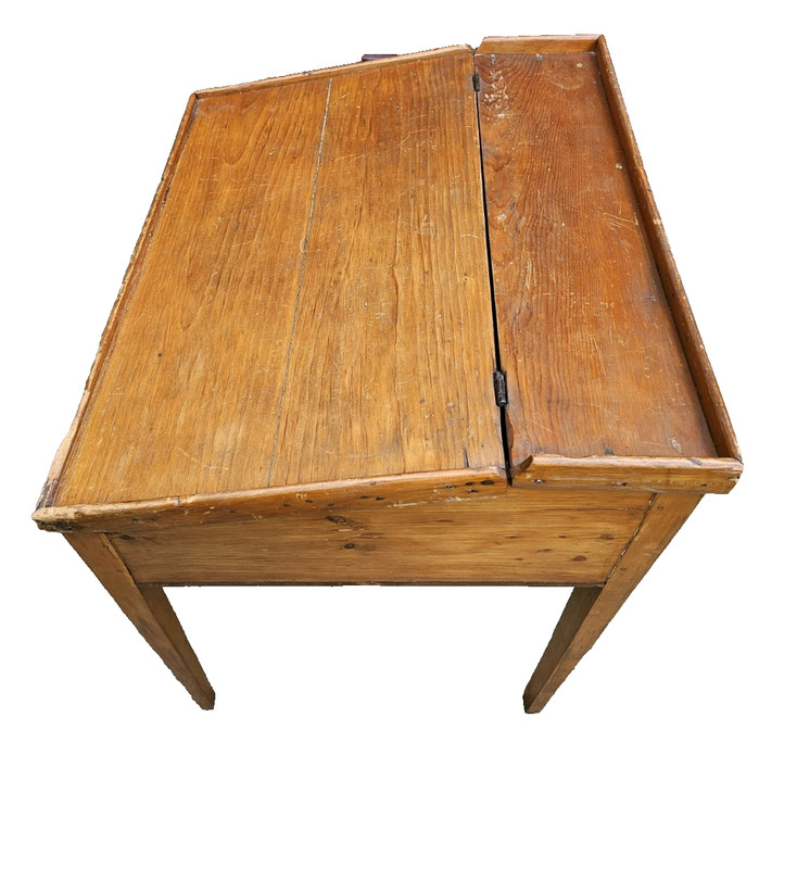 ANTIQUE PINE SLANT TOP DESK AMERICAN PRIMITIVE FLIP STORAGE WORK PLANTATION DESK gallery