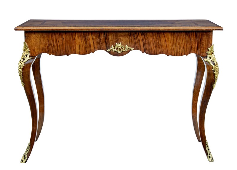 19TH CENTURY ROCOCO REVIVAL WALNUT AND ORMOLU INLAID TABLE gallery