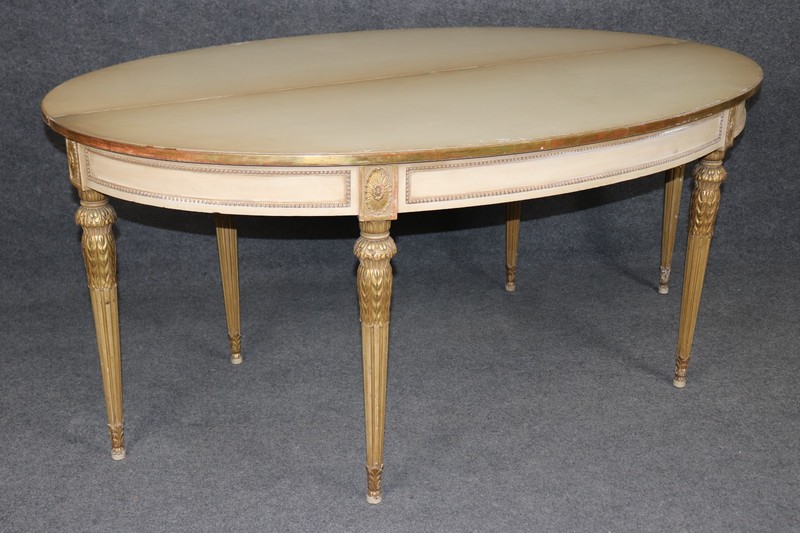 1940's Maison Jansen Louis XVI Directiore Style Painted Flip Top Console Table gallery