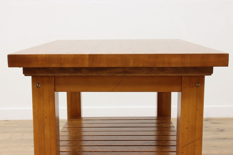 Farmhouse Vintage Birch Butcher Block Kitchen Island Table #55278 gallery