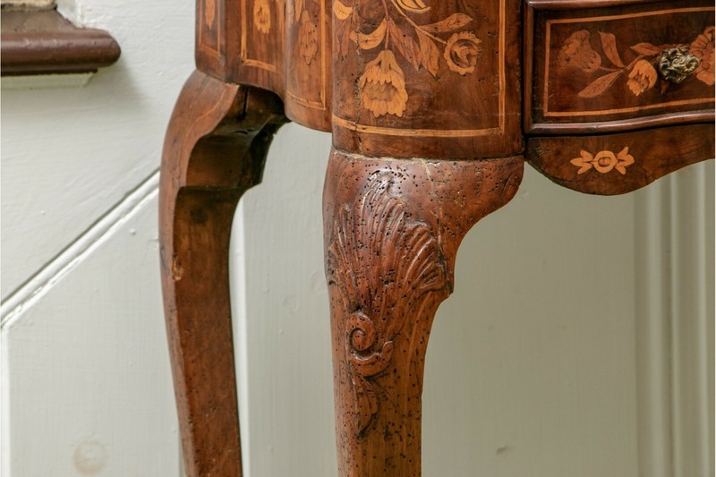 Antique Dutch 18th C. Inlaid Walnut Marquetry Table gallery