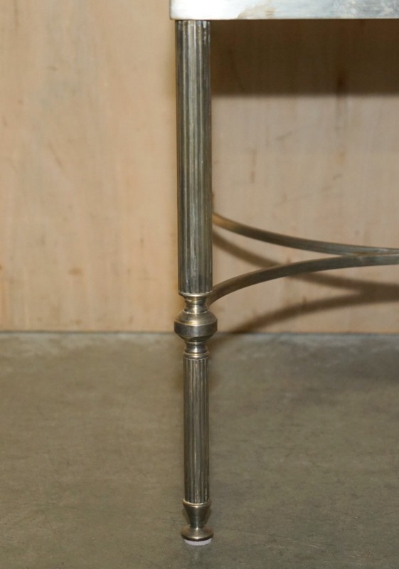 PAIR OF SQUARE VINTAGE CHROME CROCODILE ALLIGATOR LEATHER PATINA SIDE TABLES gallery