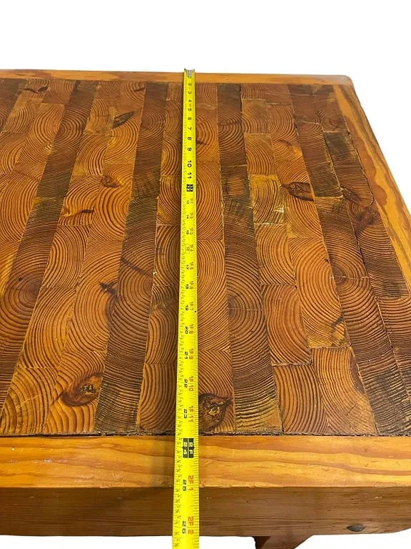VINTAGE SOLID WOOD BUTCHER BLOCK TABLE 36" gallery