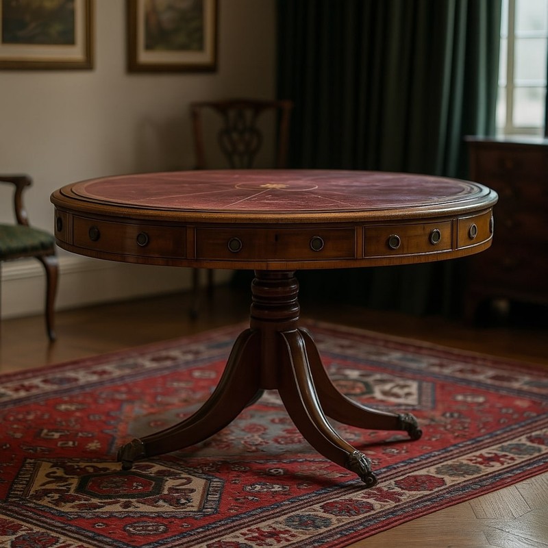 Antique Victorian Library Table Fir Mahogany United Kingdom XIX Century gallery