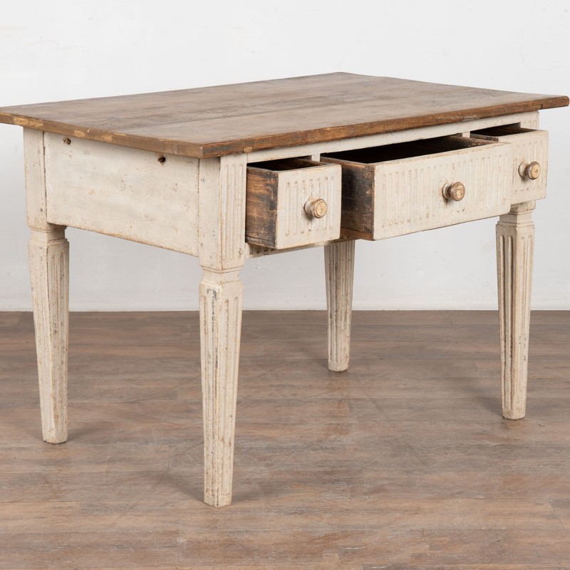 19th Century Original Painted Swedish Pine Side Table Console gallery