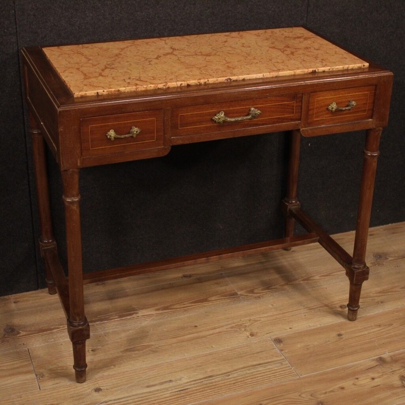 Table Secretary Desk Furniture Antique Style 900 IN Wood Inlaid With Hob Marble