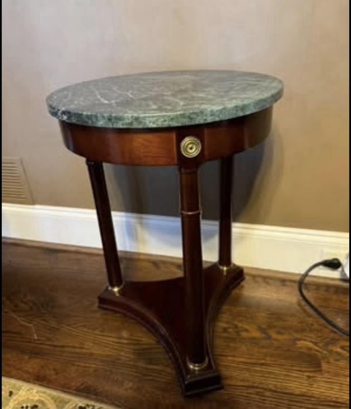 Mid 20th Century Regency Style Marble Pedestal Side Table from bombay company