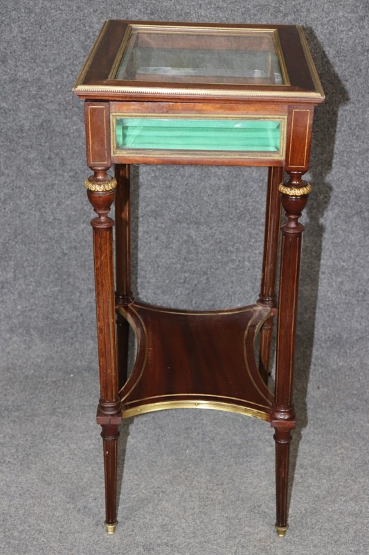 Petite Antique French Louis XVI style Bronze Mounted Table Vitrine gallery