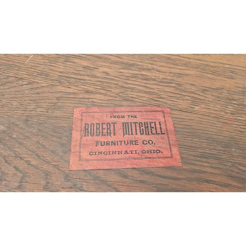 Robert Mitchell Furniture Co Antique Desk Library Table Oak Brown Carved 48in gallery