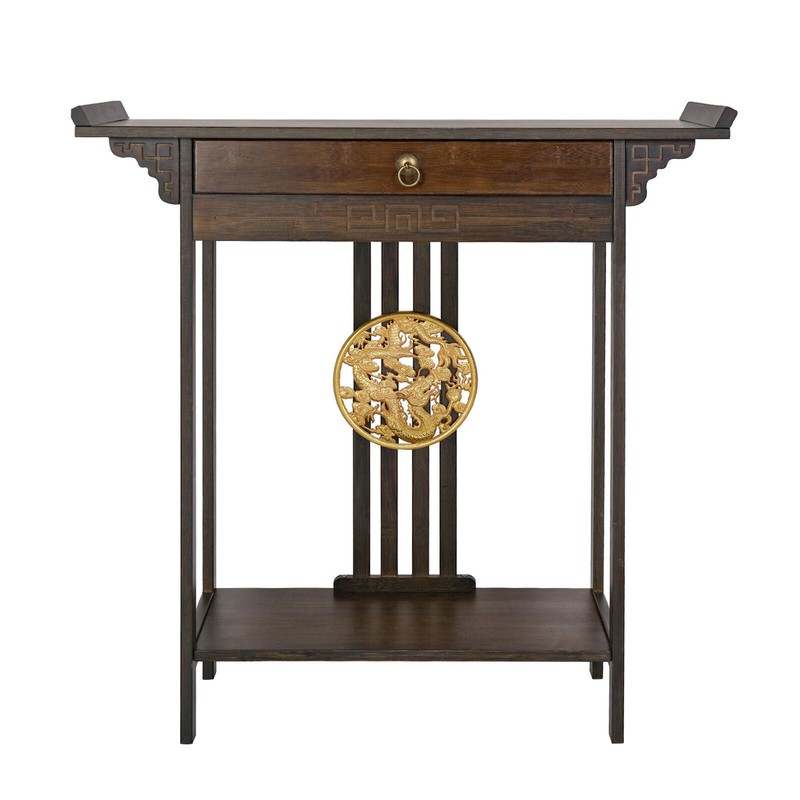 Vintage Hall Console Table Luxurious Totem Decor with Pull Drawer & Bottom Shelf gallery