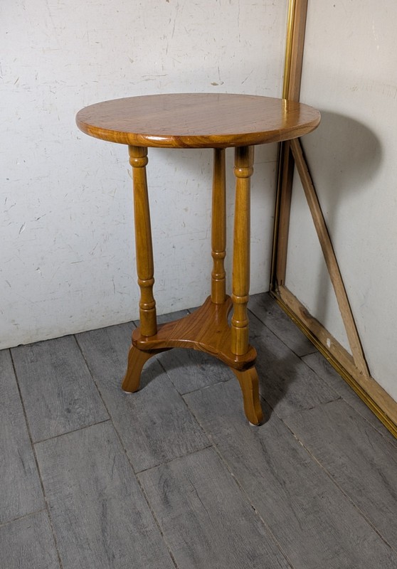 Vintage Powell Round Wood Side Pedestal Table Plant Stand Rustic Country D73 gallery
