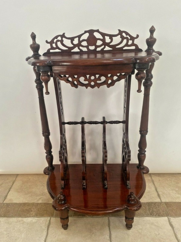 Vintage Victorian Table Magazine Rack bottom storage Chinese Chippendale gallery