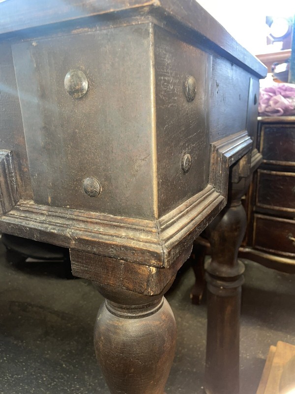 Antique Door Console Table, Dark Tone Wood Indian Handcarved Unique!!! gallery