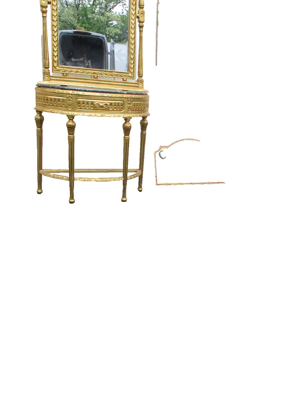 64439 Gold Decorator Console Table with Mirror gallery